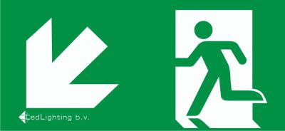 Nooduit sticker voor GA12NA - Pijl schuin links beneden